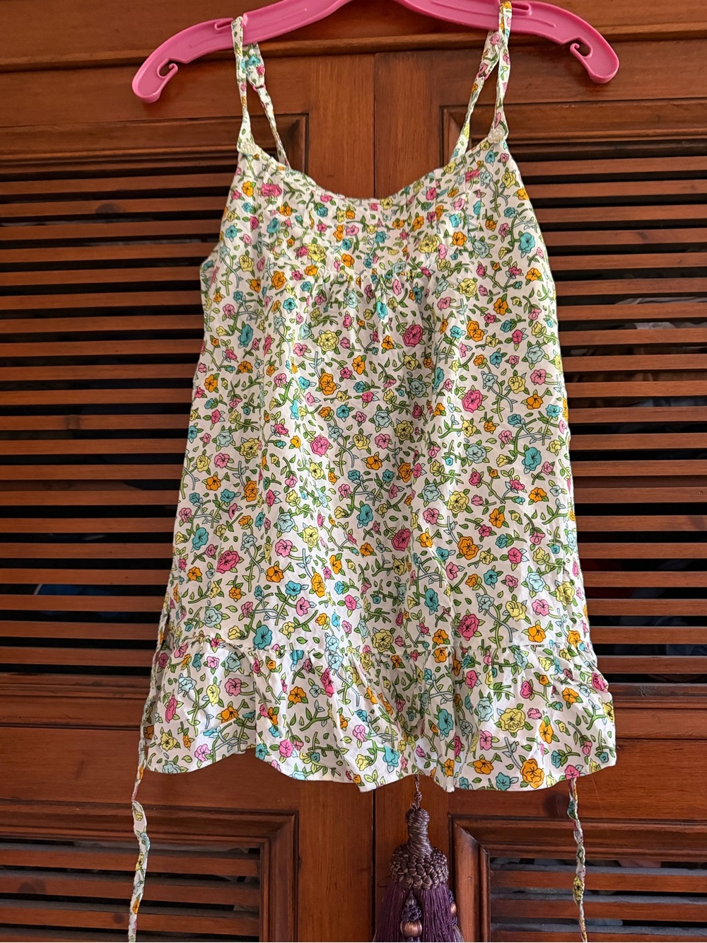 Betsey Johnson White Floral Spaghetti-Strap Tank Top